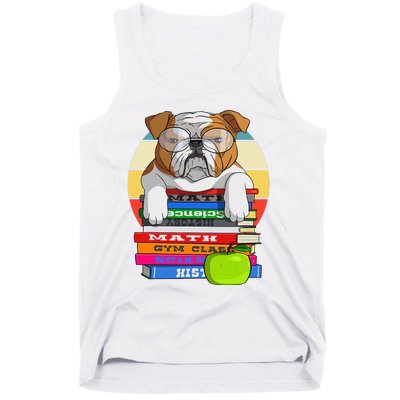 English Bulldog Back To School Book Worm Dog Tank Top