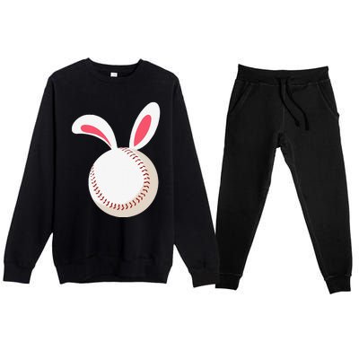 Easter Baseball Bunny Ears Happpy Easter Day Premium Crewneck Sweatsuit Set