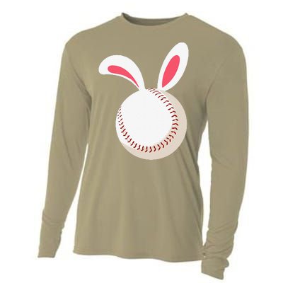 Easter Baseball Bunny Ears Happpy Easter Day Cooling Performance Long Sleeve Crew