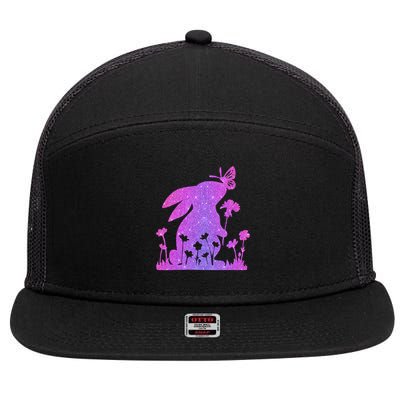 Easter Bunny Butterflies Flowers 7 Panel Mesh Trucker Snapback Hat