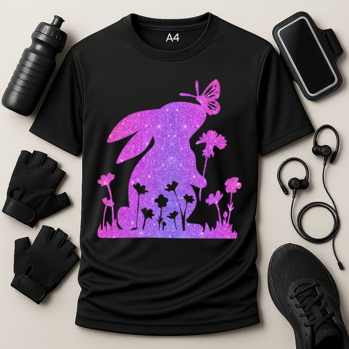 Easter Bunny Butterflies Flowers Cooling Performance Crew T-Shirt