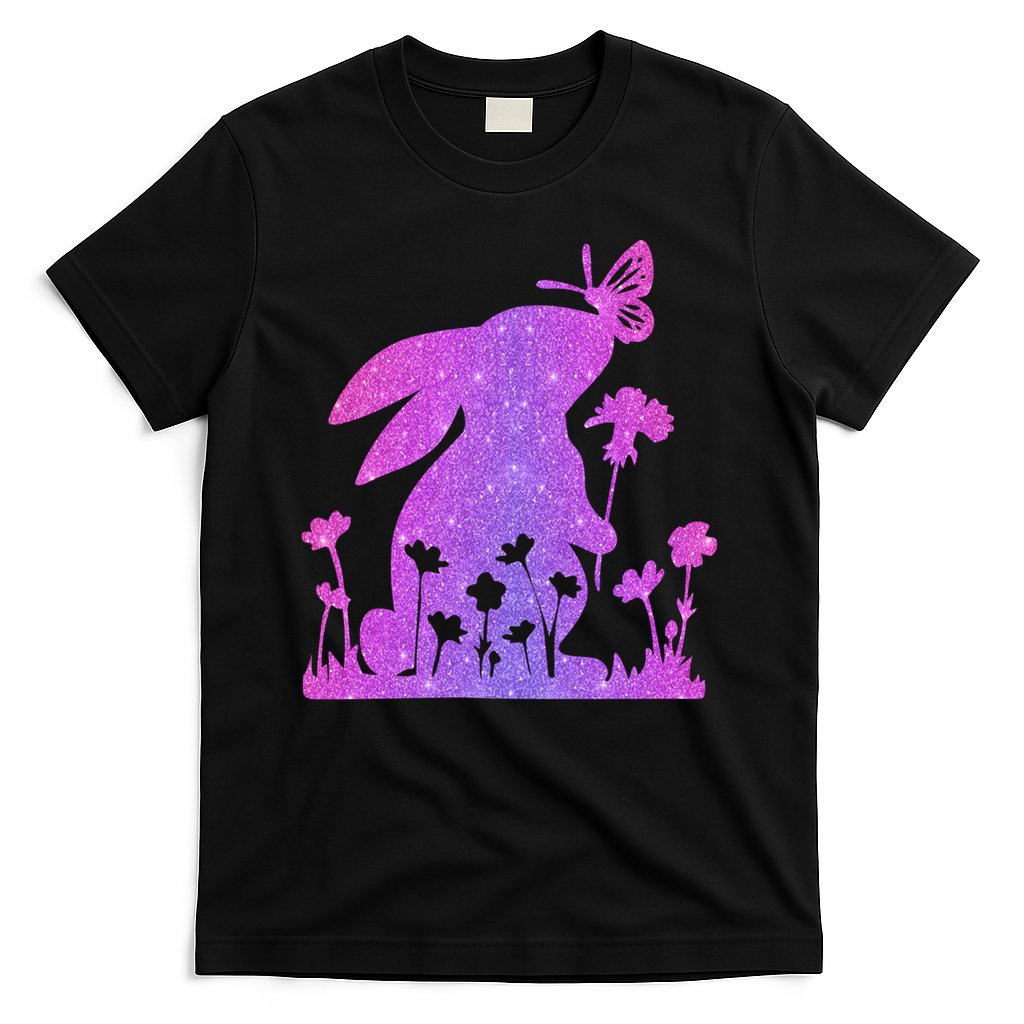 Easter Bunny Butterflies Flowers T-Shirt