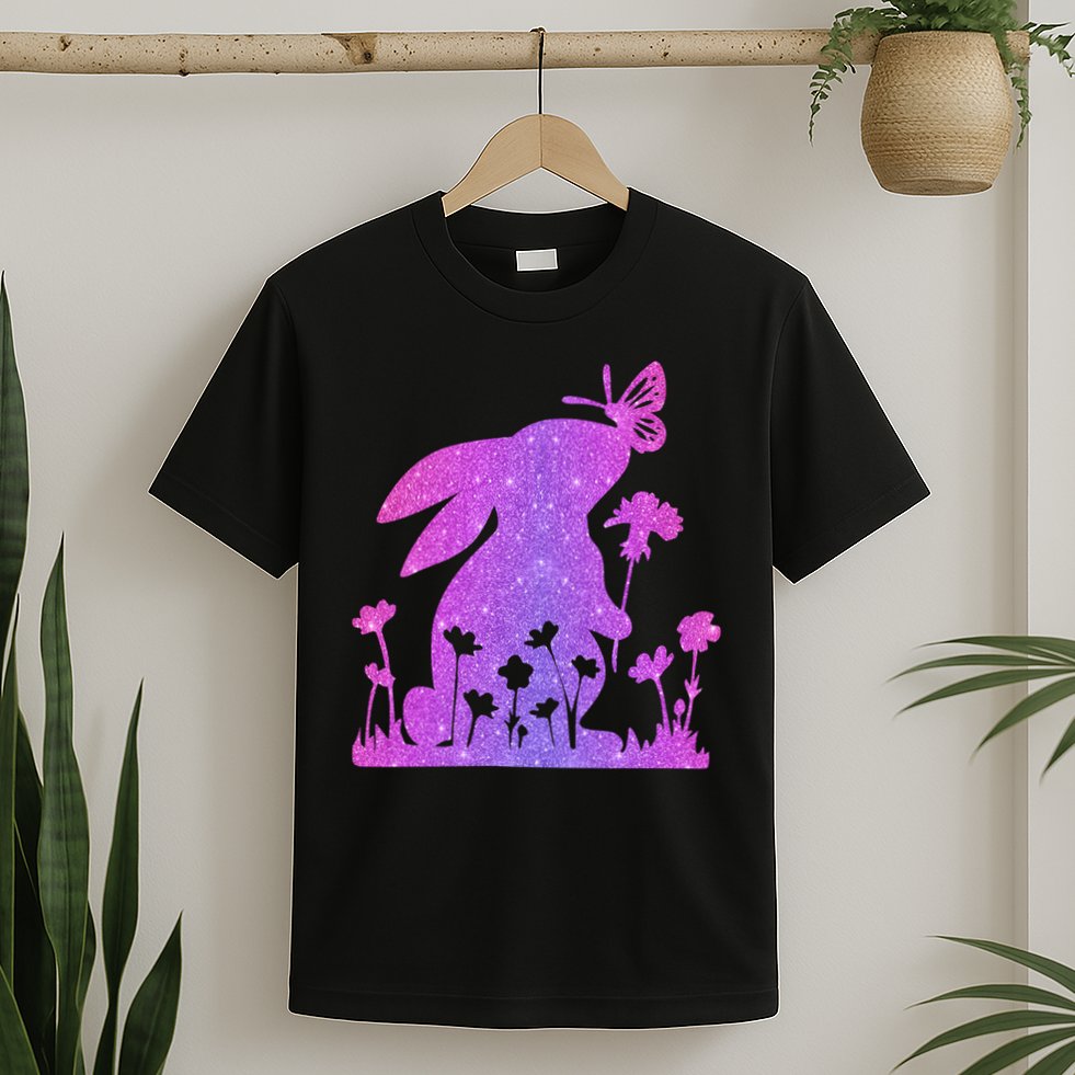Easter Bunny Butterflies Flowers T-Shirt