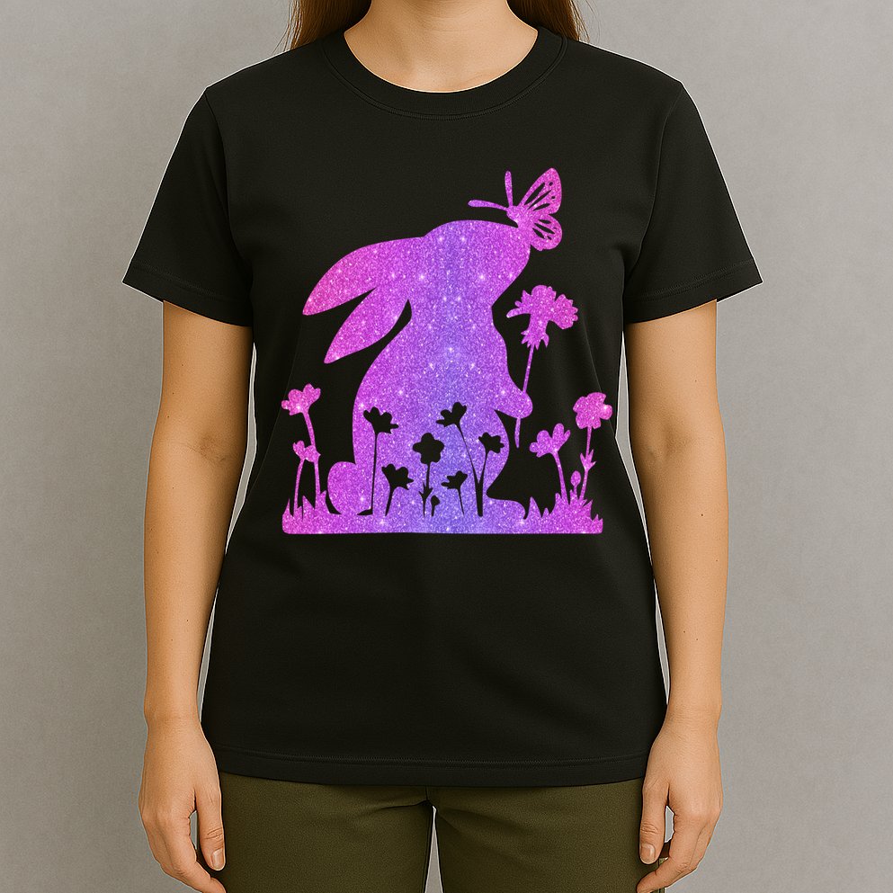 Easter Bunny Butterflies Flowers T-Shirt