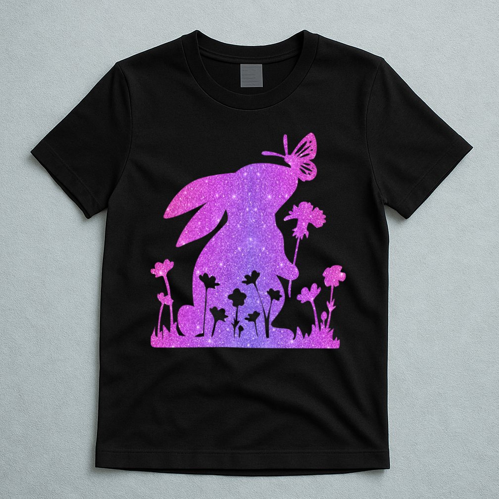 Easter Bunny Butterflies Flowers T-Shirt