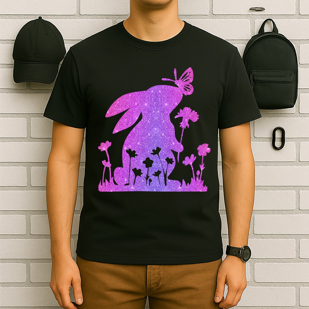 Easter Bunny Butterflies Flowers T-Shirt