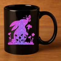Easter Bunny Butterflies Flowers 11oz C Handle Ceramic Mug