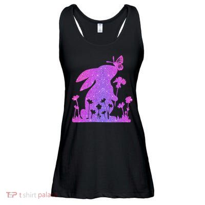 Easter Bunny Butterflies Flowers Ladies Essential Flowy Tank