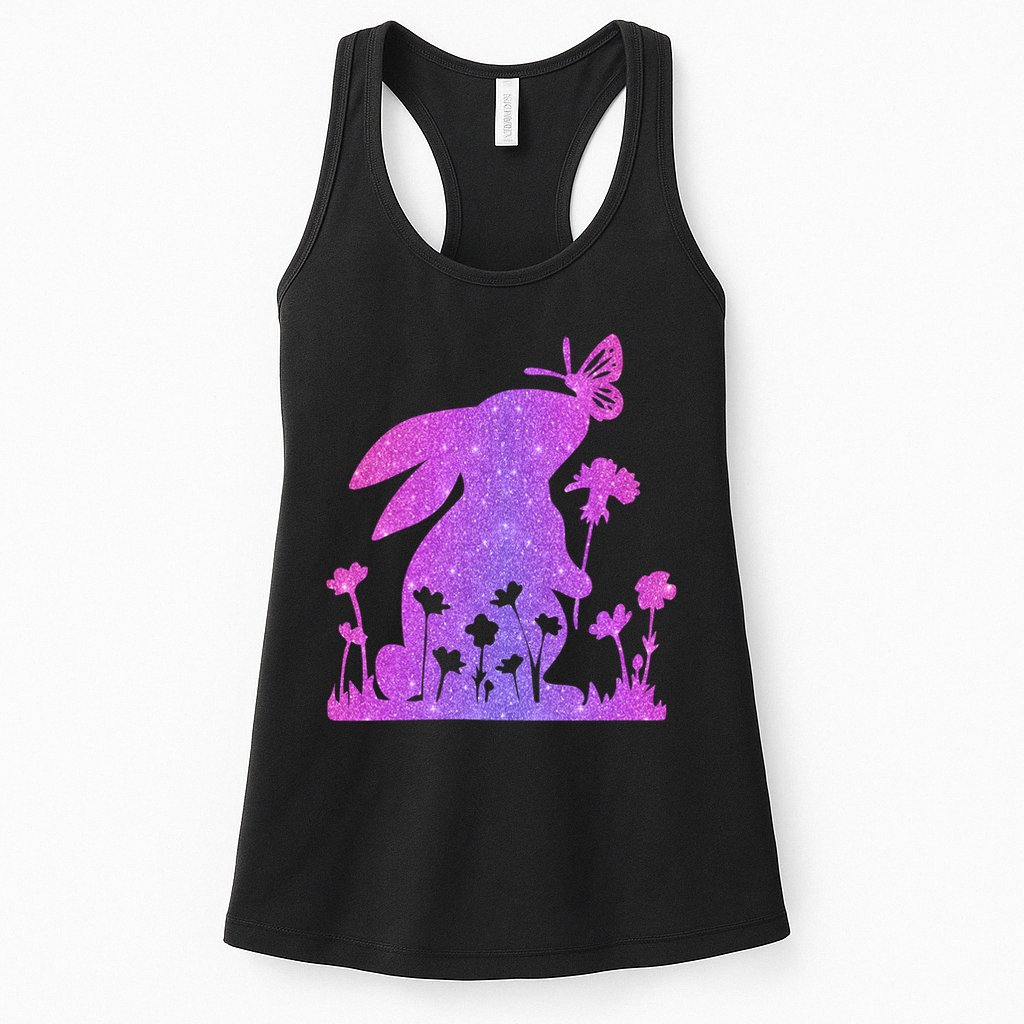 Easter Bunny Butterflies Flowers Womens Tank Top