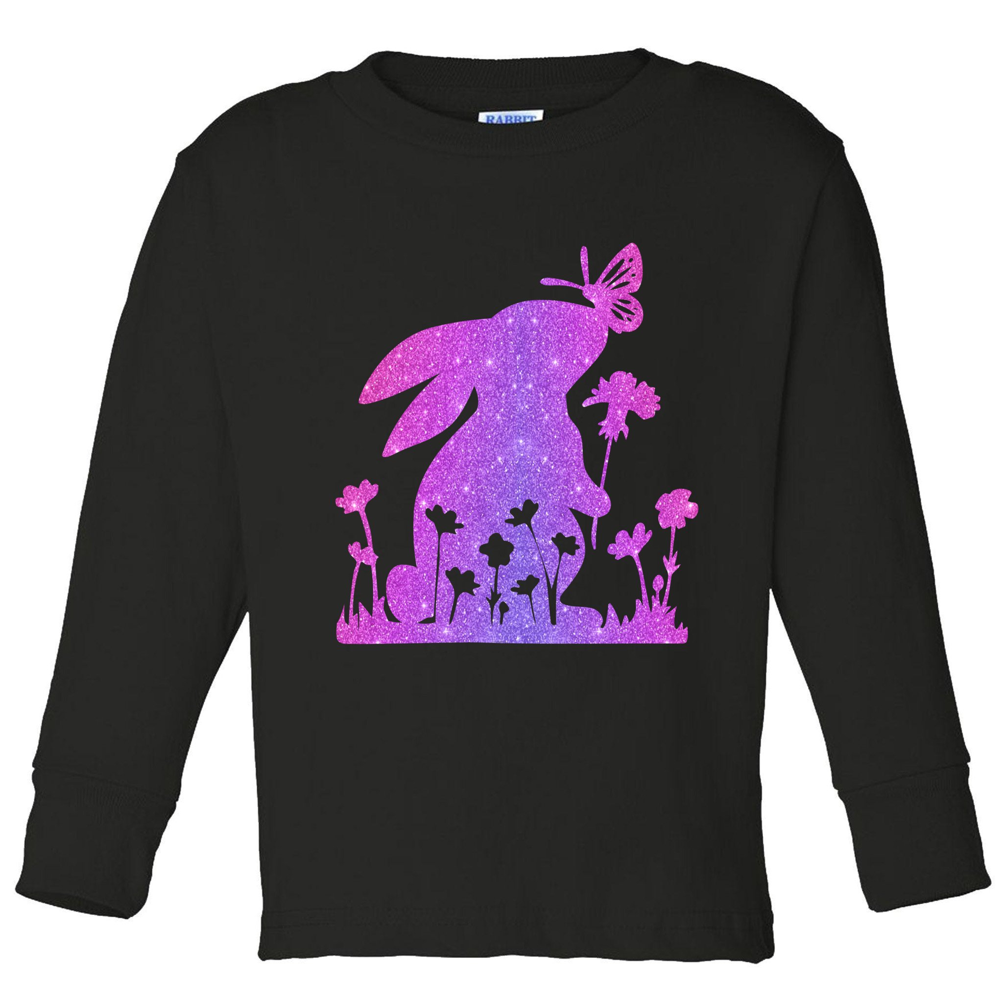 Easter Bunny Butterflies Flowers Toddler Long Sleeve Shirt