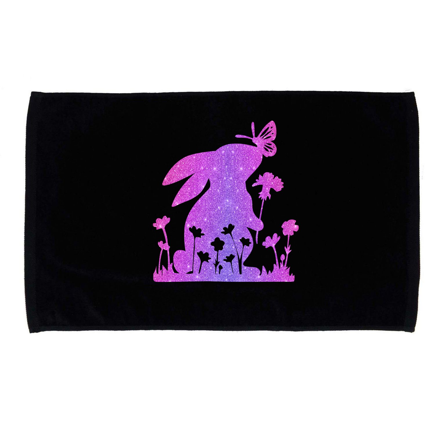 Easter Bunny Butterflies Flowers Microfiber Hand Towel