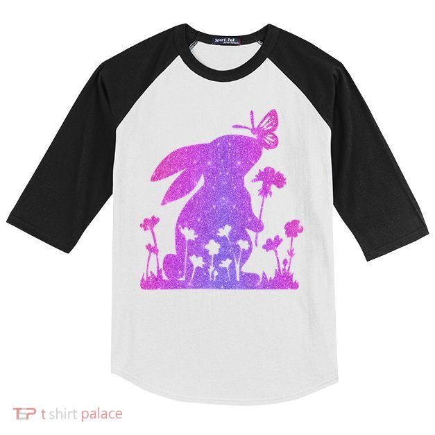 Easter Bunny Butterflies Flowers Kids Colorblock Raglan Jersey
