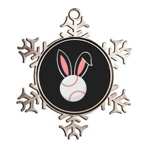 Easter Baseball Bunny Ears Funny Baseball Fan Easter Bunny Metallic Star Ornament