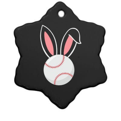 Easter Baseball Bunny Ears Funny Baseball Fan Easter Bunny Ceramic Star Ornament