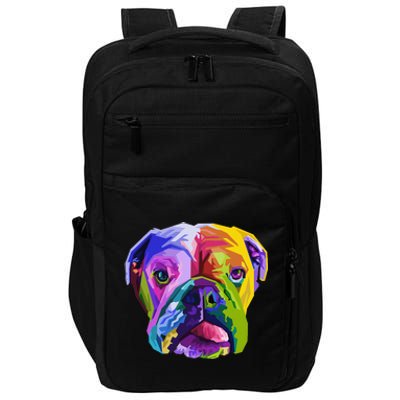 English British Bulldog Pop Art Portrait for Dog Owners Impact Tech Backpack