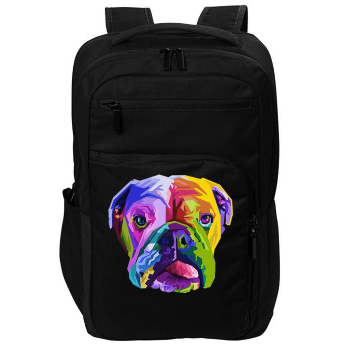 English British Bulldog Pop Art Portrait for Dog Owners Impact Tech Backpack