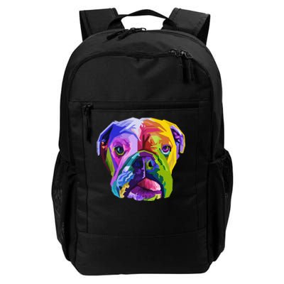 English British Bulldog Pop Art Portrait for Dog Owners Daily Commute Backpack