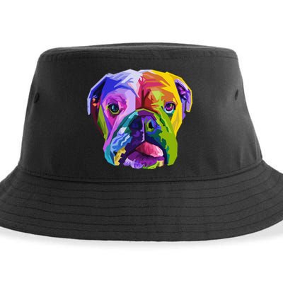 English British Bulldog Pop Art Portrait for Dog Owners Sustainable Bucket Hat