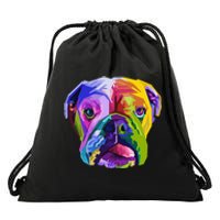 English British Bulldog Pop Art Portrait for Dog Owners Drawstring Bag