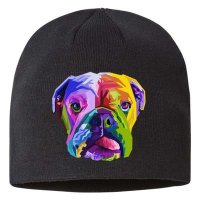 English British Bulldog Pop Art Portrait for Dog Owners Sustainable Beanie