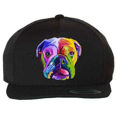 English British Bulldog Pop Art Portrait for Dog Owners Wool Snapback Cap