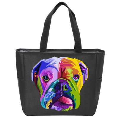 English British Bulldog Pop Art Portrait for Dog Owners Zip Tote Bag