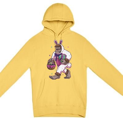 Easter Bunny Bigfoot Sasquatch Easter Egg Basket Gift Premium Pullover Hoodie