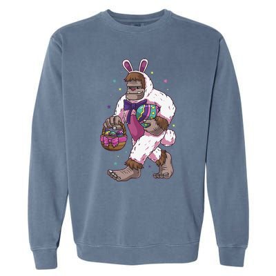 Easter Bunny Bigfoot Sasquatch Easter Egg Basket Gift Garment-Dyed Sweatshirt