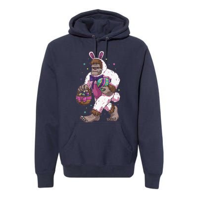 Easter Bunny Bigfoot Sasquatch Easter Egg Basket Gift Premium Hoodie