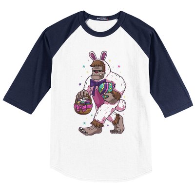 Easter Bunny Bigfoot Sasquatch Easter Egg Basket Gift Baseball Sleeve Shirt