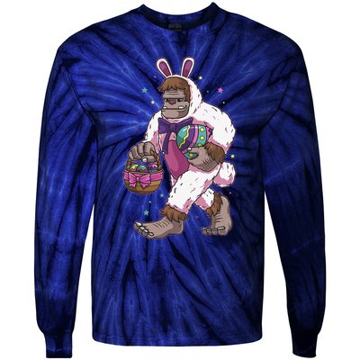 Easter Bunny Bigfoot Sasquatch Easter Egg Basket Gift Tie-Dye Long Sleeve Shirt