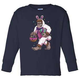 Easter Bunny Bigfoot Sasquatch Easter Egg Basket Gift Toddler Long Sleeve Shirt