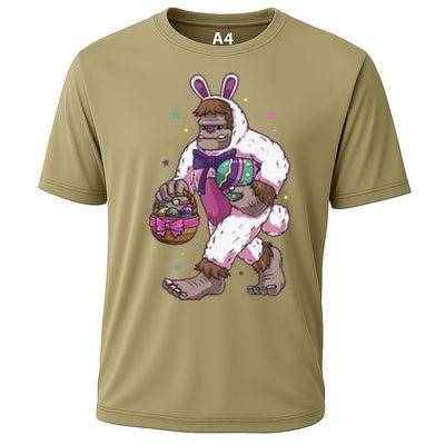 Easter Bunny Bigfoot Sasquatch Easter Egg Basket Gift Cooling Performance Crew T-Shirt