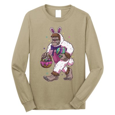 Easter Bunny Bigfoot Sasquatch Easter Egg Basket Gift Long Sleeve Shirt