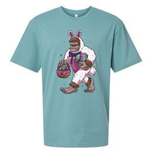 Easter Bunny Bigfoot Sasquatch Easter Egg Basket Gift Sueded Cloud Jersey T-Shirt