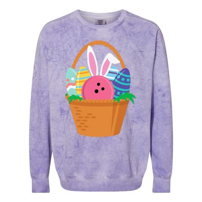 Easter Bunny Bowling Game Egg Basket Colorblast Crewneck Sweatshirt