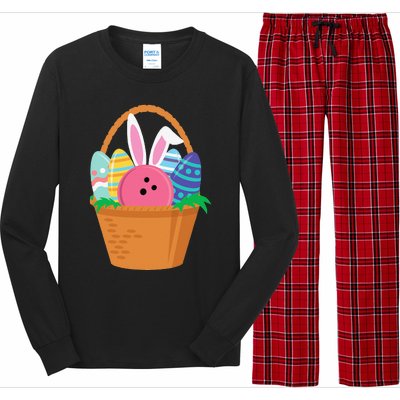 Easter Bunny Bowling Game Egg Basket Long Sleeve Pajama Set