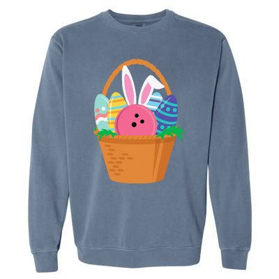 Easter Bunny Bowling Game Egg Basket Garment-Dyed Sweatshirt