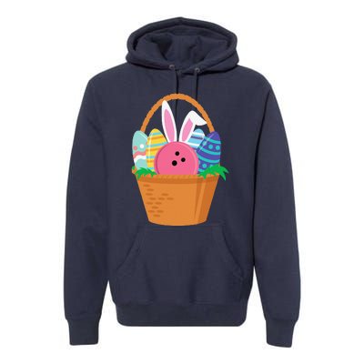 Easter Bunny Bowling Game Egg Basket Premium Hoodie