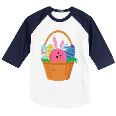 Easter Bunny Bowling Game Egg Basket Baseball Sleeve Shirt