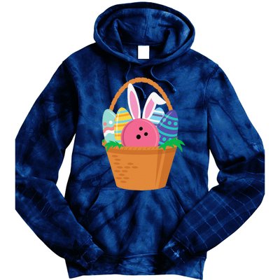 Easter Bunny Bowling Game Egg Basket Tie Dye Hoodie