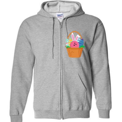 Easter Bunny Bowling Game Egg Basket Full Zip Hoodie