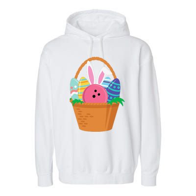 Easter Bunny Bowling Game Egg Basket Garment-Dyed Fleece Hoodie