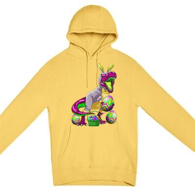 Easter Basket Bunny Dinosaur Egg T Rex Premium Pullover Hoodie