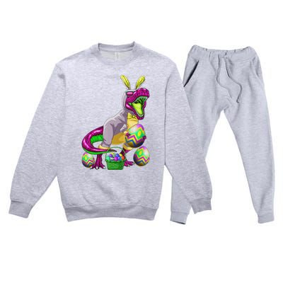 Easter Basket Bunny Dinosaur Egg T Rex Premium Crewneck Sweatsuit Set