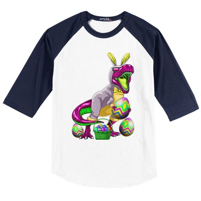 Easter Basket Bunny Dinosaur Egg T Rex Baseball Sleeve Shirt