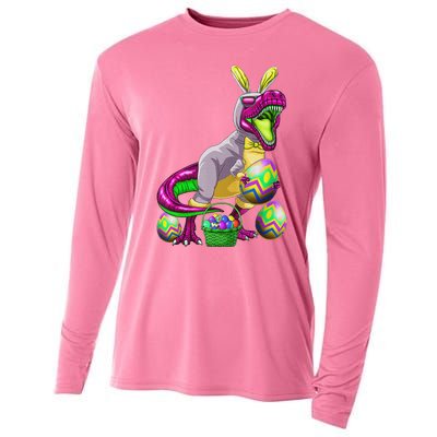 Easter Basket Bunny Dinosaur Egg T Rex Cooling Performance Long Sleeve Crew