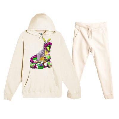 Easter Basket Bunny Dinosaur Egg T Rex Premium Hooded Sweatsuit Set