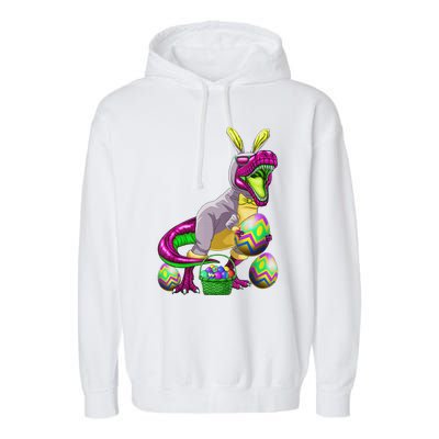 Easter Basket Bunny Dinosaur Egg T Rex Garment-Dyed Fleece Hoodie