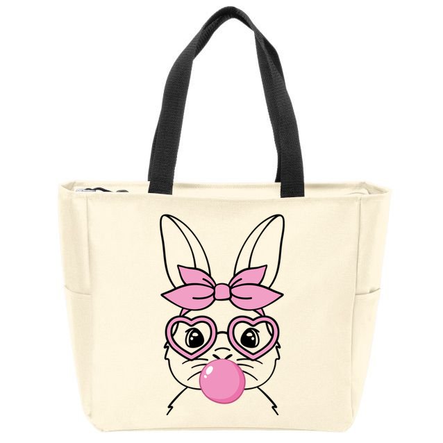 Easter Bunny Bubble Gum Cute Zip Tote Bag